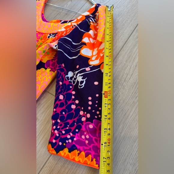 Vintage Kiyomi Psychedelic Hawaiian 60s Barkcloth Neon Maxi Dress Muumuu Kaftan - Picture 12 of 13